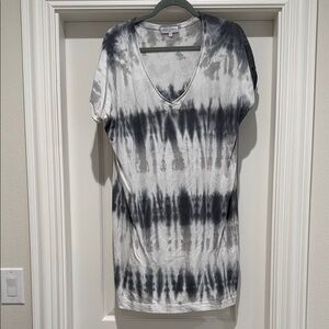 Michael Stars Black and White Cara Cap Sleeve Relaxed Tee Dress